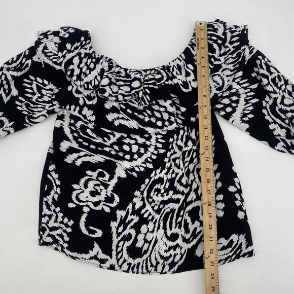 Sam Jess Women's Size Small Black Floral Off The Shoulder Tiered Ruffle Blouse - Picture 4 of 10